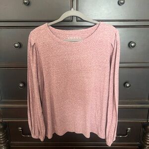 LOFT Women's Heathered Pink Long Sleeve Tee